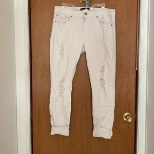 Express women’s cropped/distressed jeans, size 10R